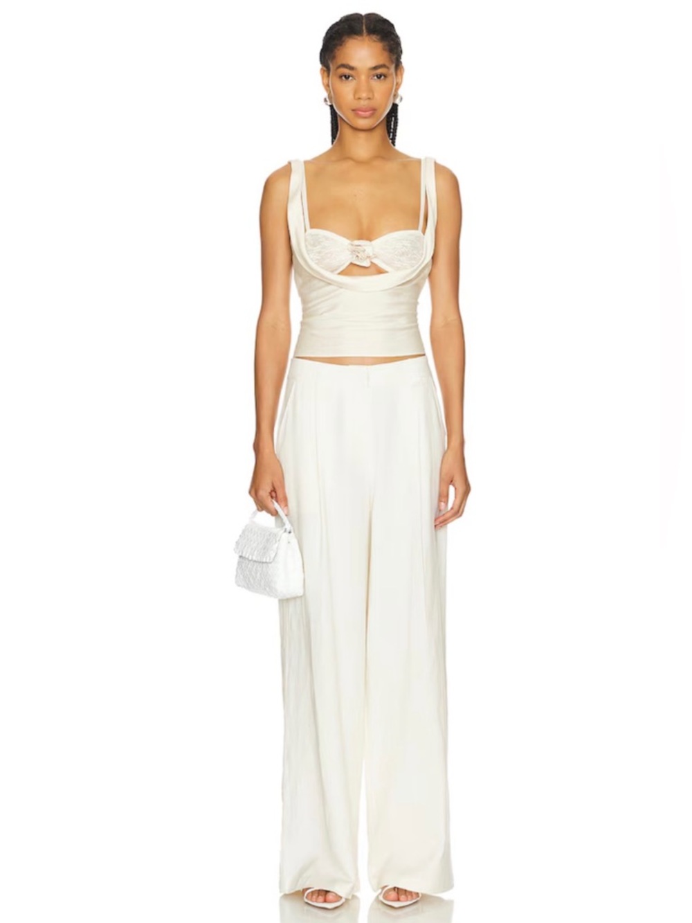 Lioness Cream Wide-Leg High-Rise Pants